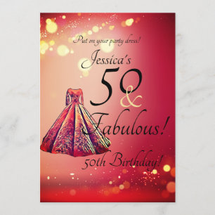 Invitation Red Gold Sparkle 50 & Fabuleux 50e anniversaire