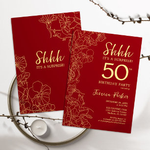Invitation Red Gold Surprise 50e anniversaire
