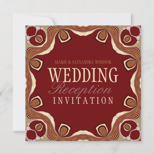 Invitation Red+Gold Tribal Royal Alternative Mariage Invitati (Devant)