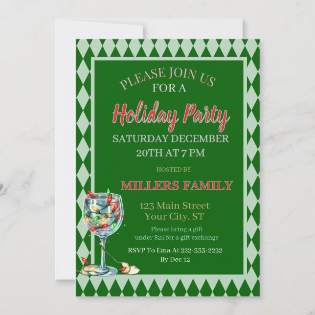 Invitation Red & Green Christmas Holiday Party  (Devant)