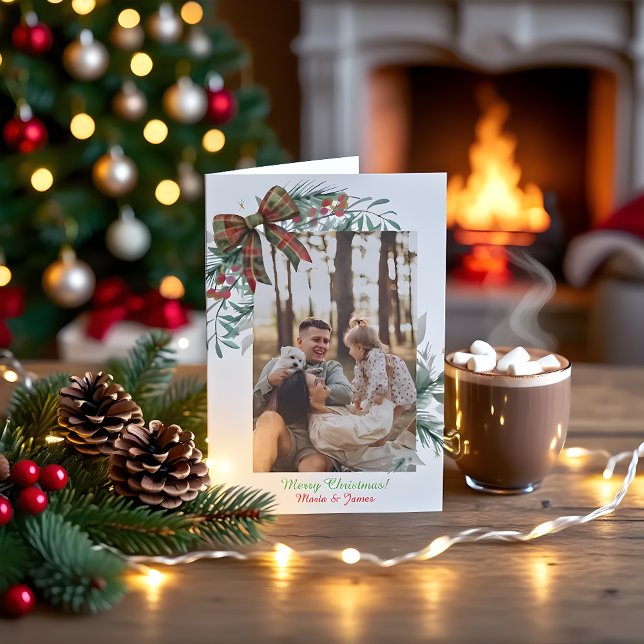 Invitation Red Green Christmas Plaid  Photo Holiday Card (Créateur téléchargé)