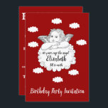 Invitation Red Happy 80th Birthday Angel<br><div class="desc">customisez facilement le texte de cette invitation d'anniversaire en utilisant le modèle fourni. Partie de la gamme d'anniversaire "Anges et nuages".</div>