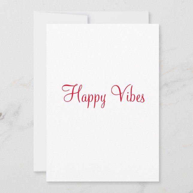 Invitation Red happy vibes vacances simple minimum calligraph (Devant)