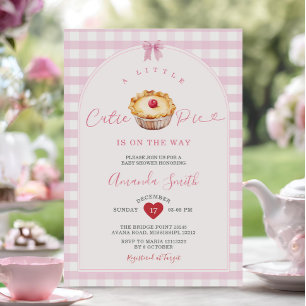 Invitation Red Heart Cutie Pie Pink En vichy Baby shower