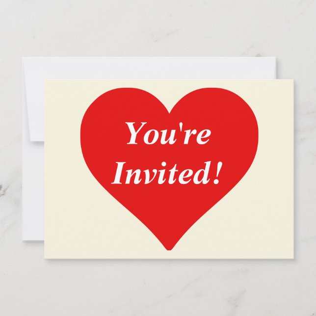 Invitation Red Heart Shape Love Classic Simple Minimalisme (Devant)