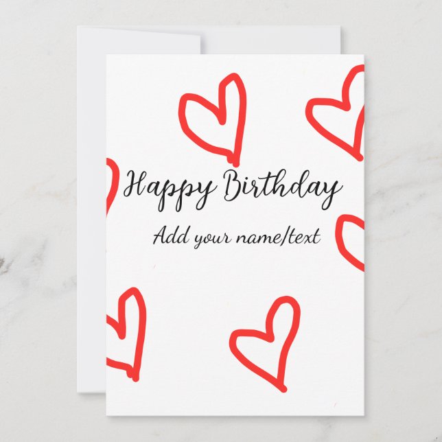 Invitation Red heart shaphappy anniversaire ajouter nom texte (Devant)