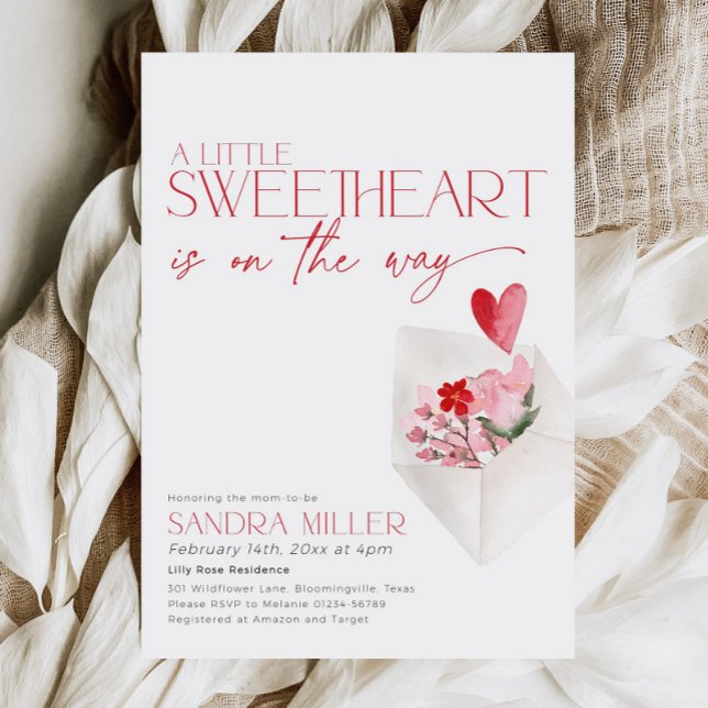 Invitation Red Hearts Valentine Baby shower Love Post (Créateur téléchargé)