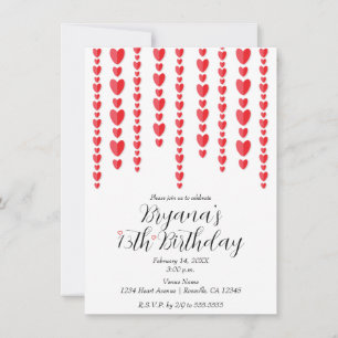 Invitation Red Hearts Valentine fête d'anniversaire