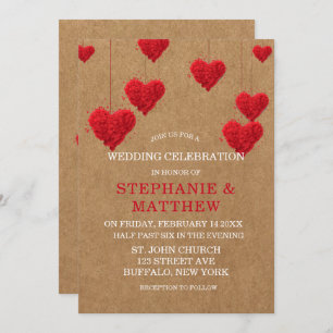 Invitation Red Hearts Valentine's Day Mariage