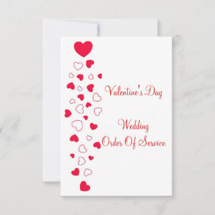 Invitation Red Hearts Valentines Jour Mariage Ordre du servic
