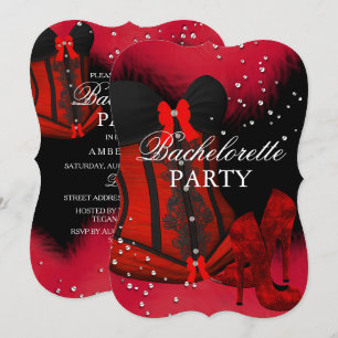 Invitation Red Heather dentelle dentelle Corset Bachelorette