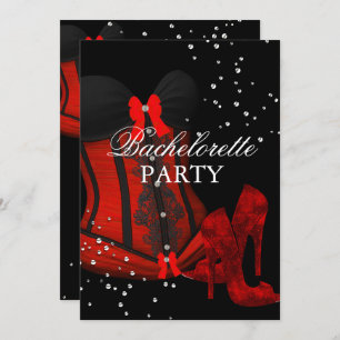 Invitation Red Heels & Lace Corset Bachelorette Party