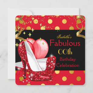 Invitation Red High Heures Shimmer Gold Anniversaire
