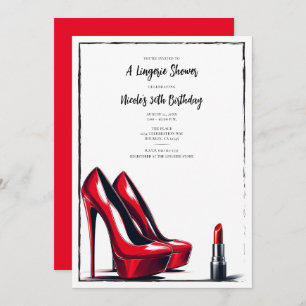 Invitation Red High Talons & Lingerie Lingerie Douche Anniver
