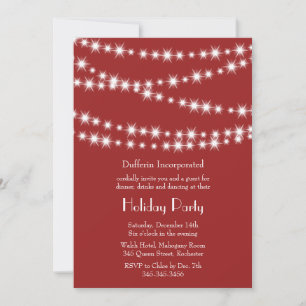 Invitation Red Holiday Twinkle Lights