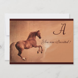 Invitation RED HORSE Party Gold Metallic