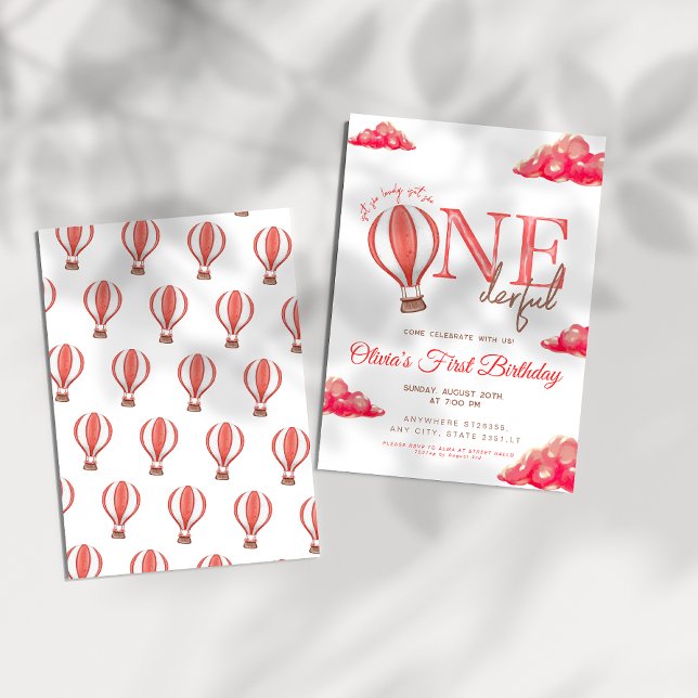 Invitation Red Hot Air Balloon n'est pas elle magnifique anni (Créateur téléchargé)