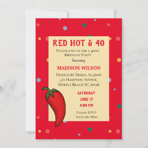 Invitation Red Hot Pepper 40th Birthday Party