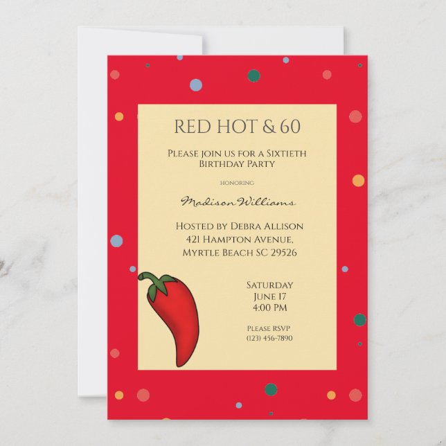 Invitation Red Hot Pepper 60th Birthday Party (Devant)