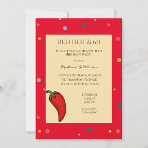 Invitation Red Hot Pepper 60th Birthday Party