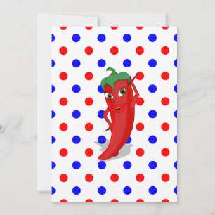 Invitation Red Hot Pepper Diva Rouge Bleu Pois