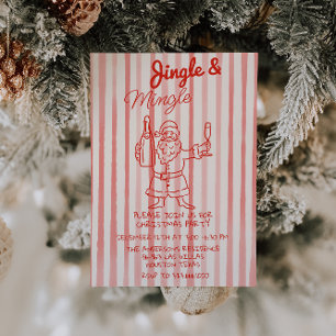 Invitation Red Jingle & Mingle Christmas Santa Claus Party