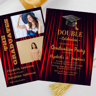Invitation Red joint Celebration Graduation Party 2 photos