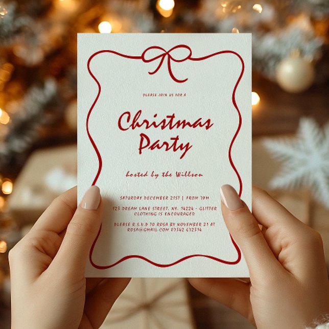 Invitation Red Knot Modern Christmas Party (Créateur téléchargé)