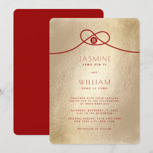 Invitation Red Knot Union Double Bonheur Mariage chinois