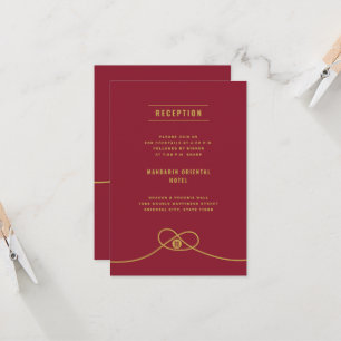 Invitation Red Knot Union Double Xi Réception de mariage chin