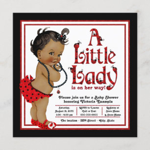 Invitation Red Ladybug African American Girl Baby shower
