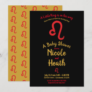 Invitation Red LEO Zodiac Juillet Août Astrologie Baby shower