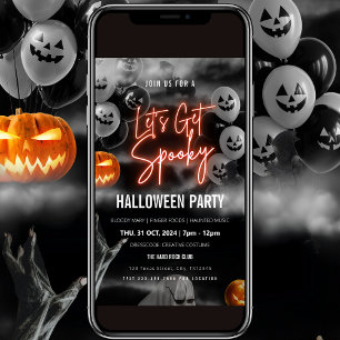 Invitation Red Lets Obtenir Éffrayant Halloween Party Invitat