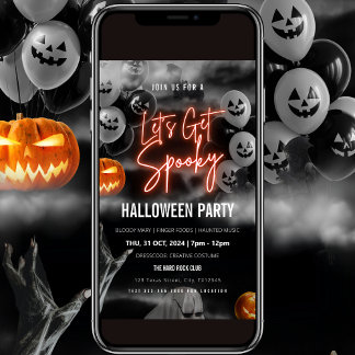 Invitation Red Lets Obtenir Éffrayant Halloween Party Invitat