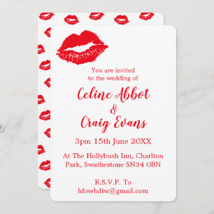 Invitation Red Lips mignonne Mariage moderne