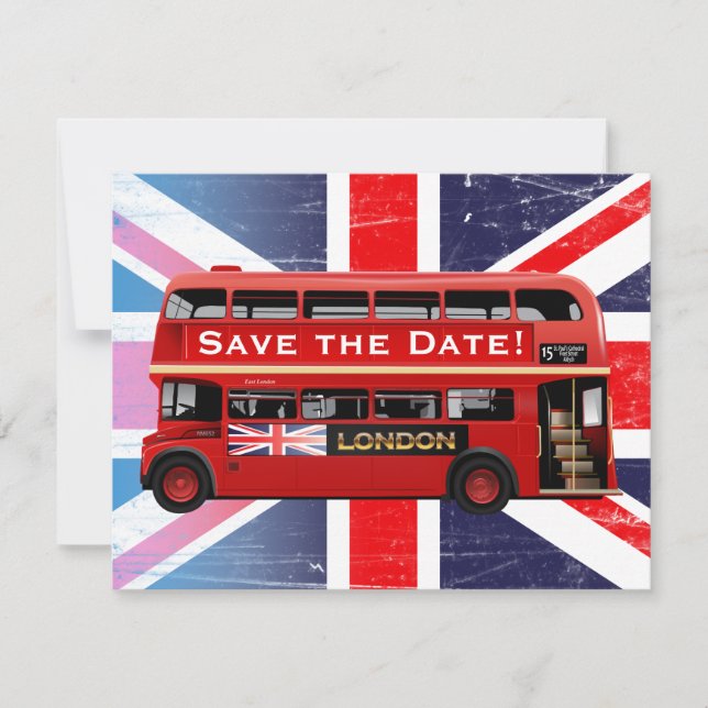 Invitation Red London Double Decker Bus (Devant)