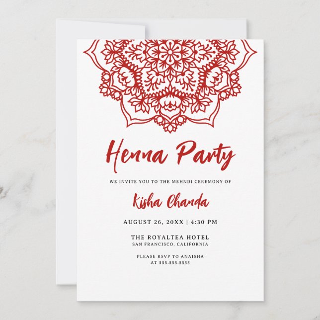 Invitation Red Mandala Mehndi (Devant)