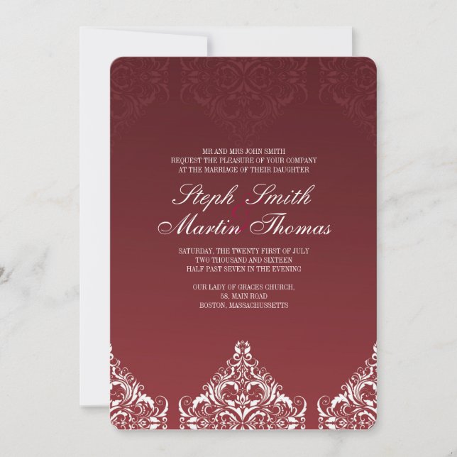 Invitation Red Mariage damassé (Devant)