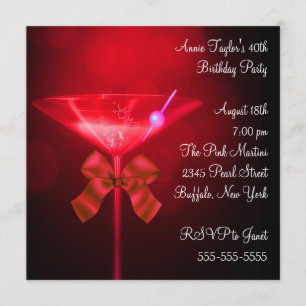 Invitation Red Martini femmes n'importe quel nombre Anniversa