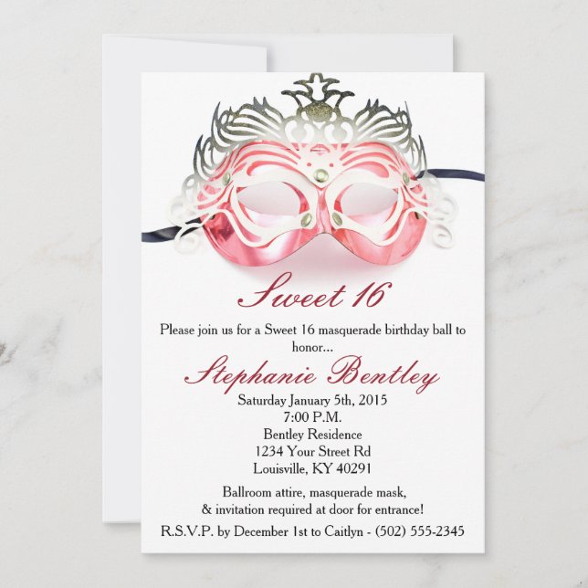 Invitation Red Masquerade Zebra Sweet 16 Anniversaire Invitat (Devant)
