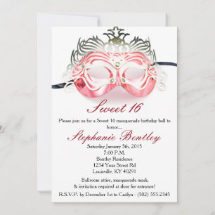 Invitation Red Masquerade Zebra Sweet 16 Anniversaire Invitat