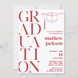 Invitation Red Minimalist '24 Graduation Party Personnalisé