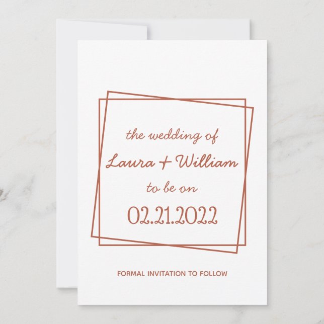 Invitation Red Minimalist Enregistrer la date manuscrite (Dos)
