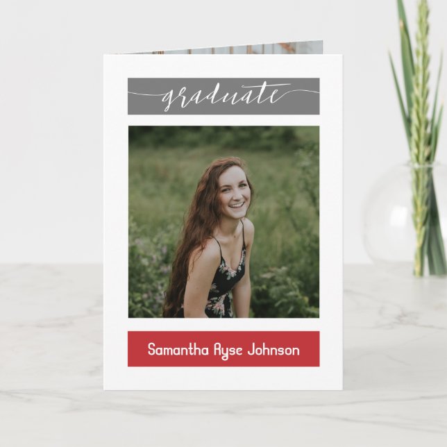 Invitation Red Modern Block 5-Photo Graduation (Devant)