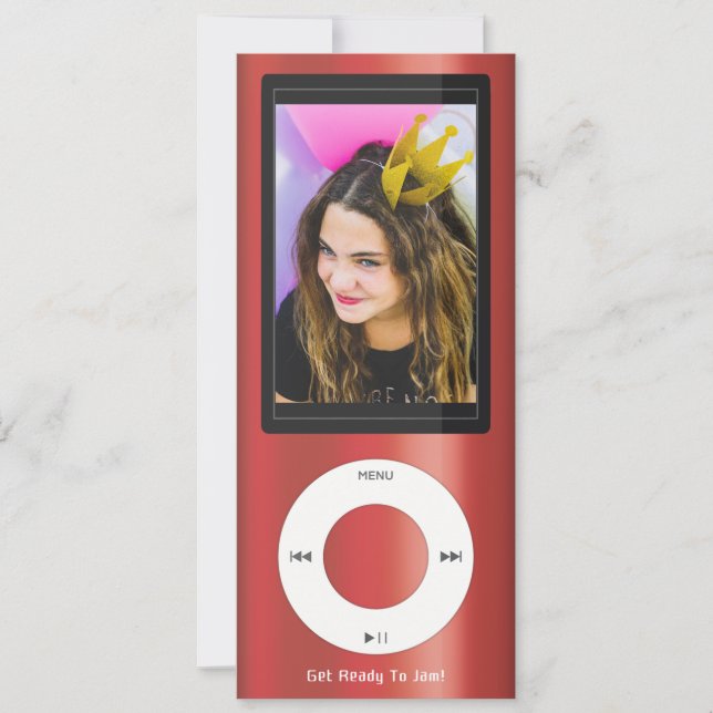 Invitation Red MP3 Music Player Birthday (Devant)