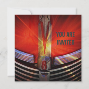 Invitation Red Muscle Car V8 Power and Chrome