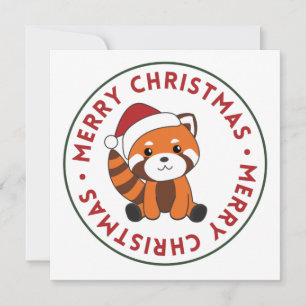 Invitation Red Panda Noël Neige hiver Animaux Pandas Inv