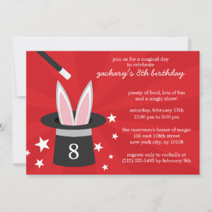 Invitation Red Peek-a-Boo Rabbit Personnalisé Magie Anniversa