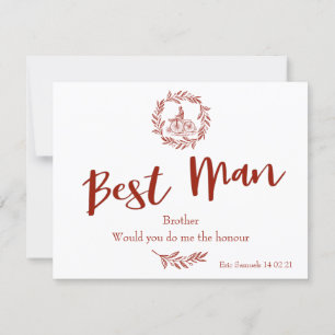 Invitation Red Peony Epiphany Mariage Best Man Ask Card