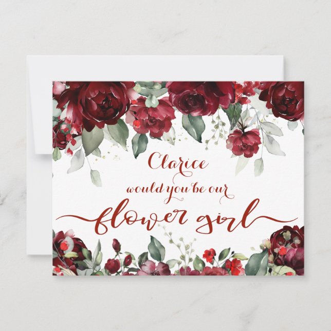 Invitation Red Peony Epiphany Mariage Flower Girl Poser (Devant)